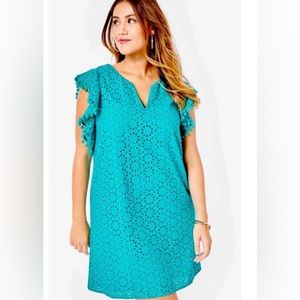 Lilly Pulitzer Astara Eyelet dress teal Medium